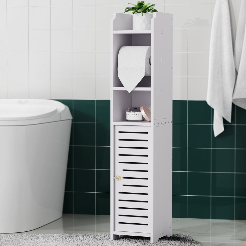 Artiss 3-Tier Bathroom Cabinet Toilet Roll Holder White