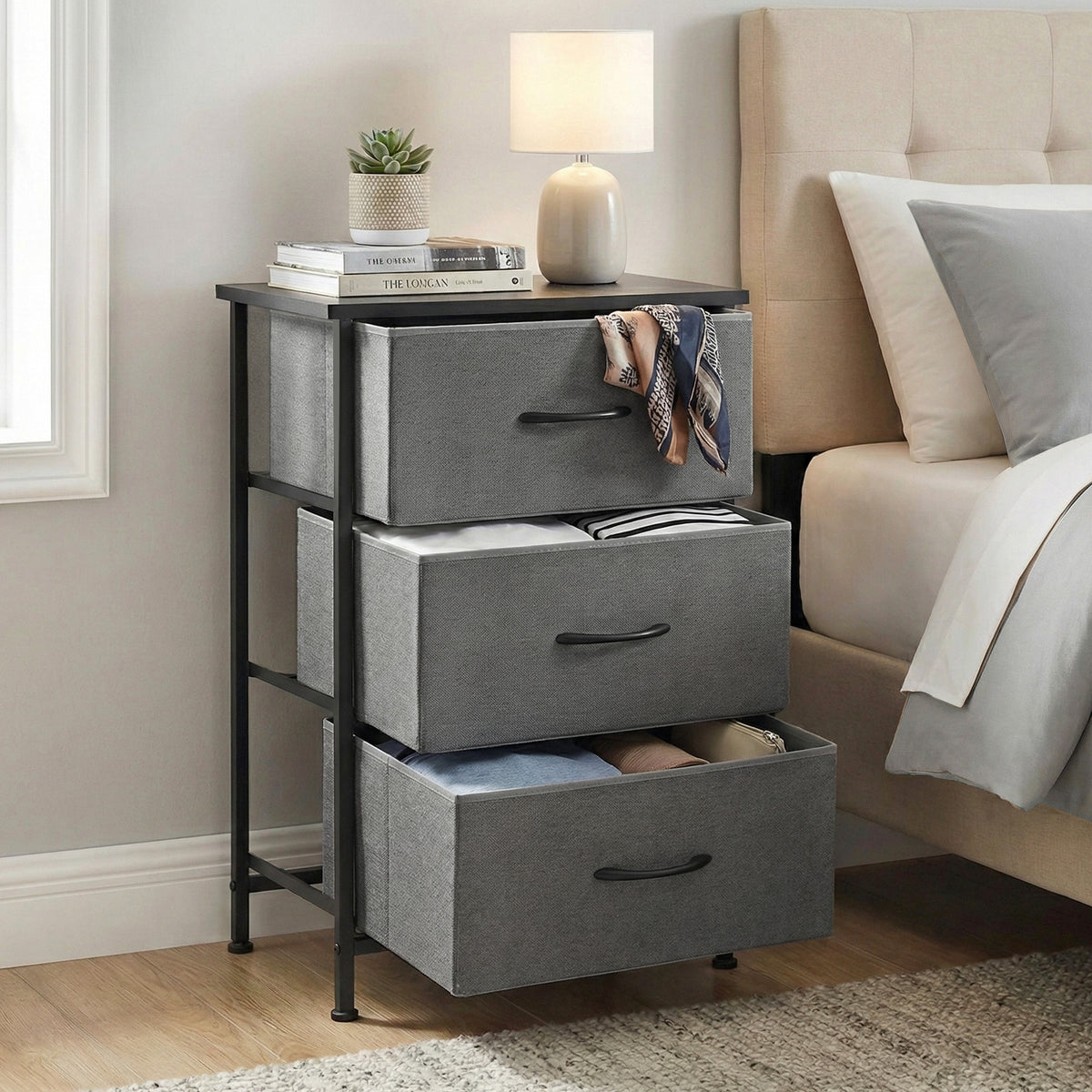 Artiss Chest of Drawers 3 Drawer Tallboy Grey