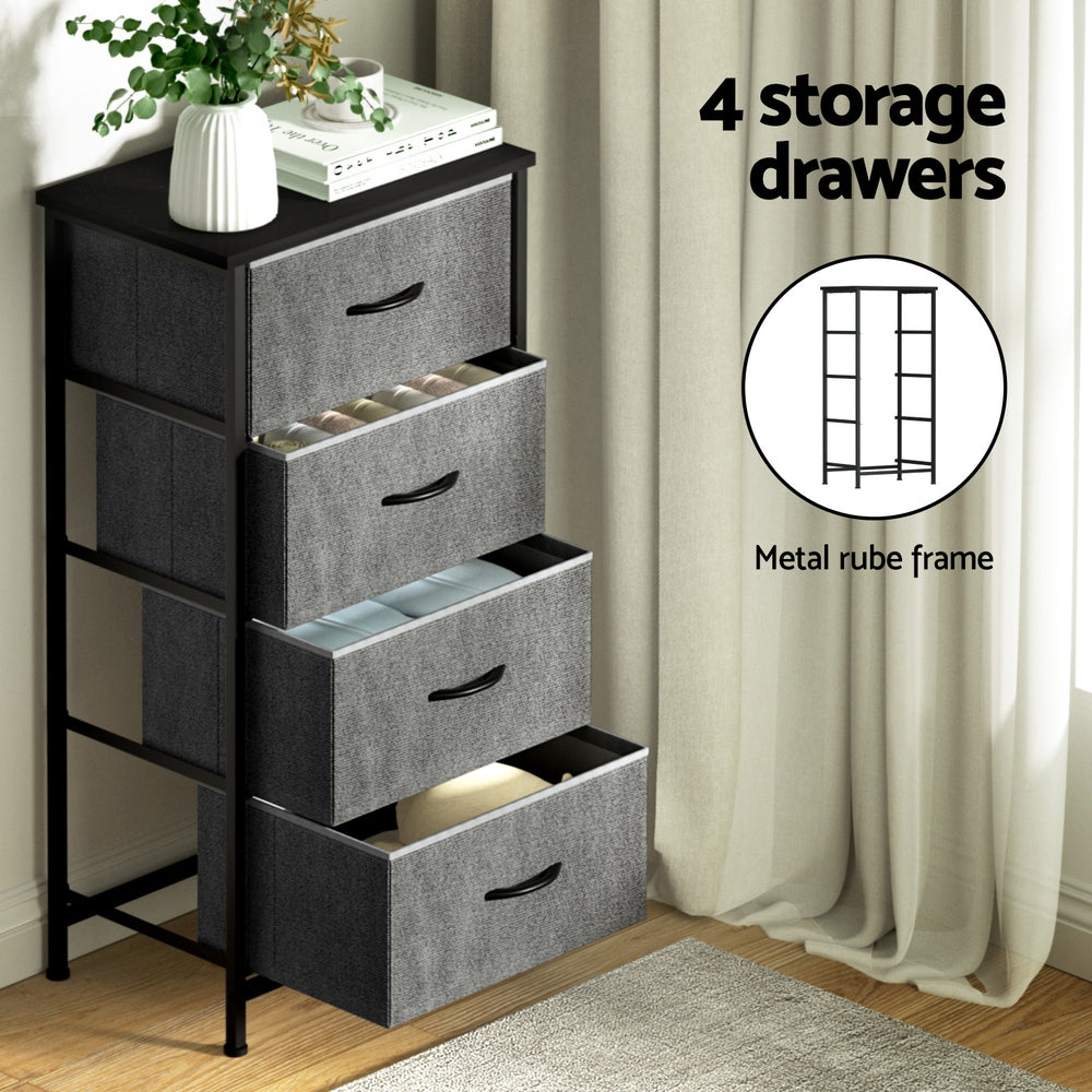 Artiss 4-Drawer Tallboy Dresser Storage Chest Grey