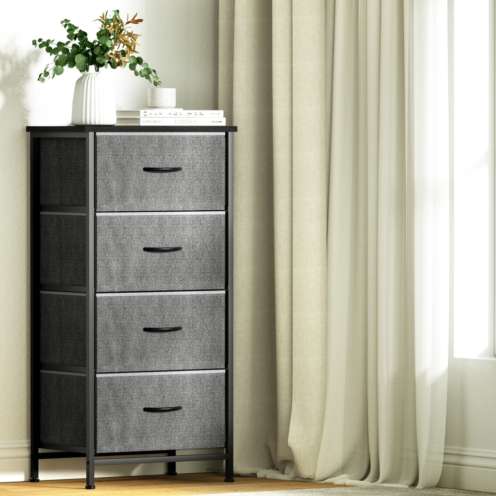 Artiss 4-Drawer Tallboy Dresser Storage Chest Grey