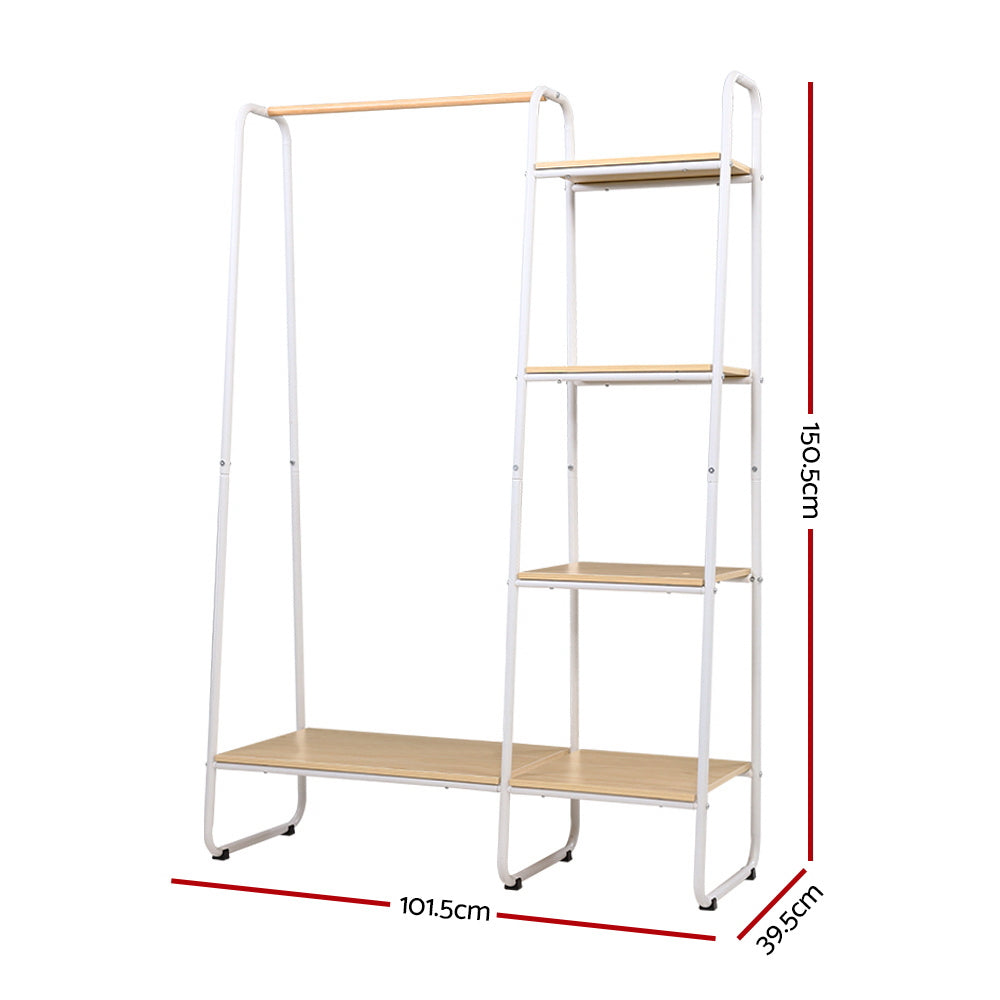 Artiss 150cm Clothes Rack Wardrobe Airer Coat Stand White