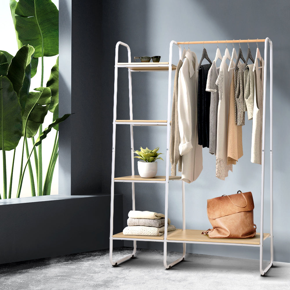 Artiss 150cm Clothes Rack Wardrobe Airer Coat Stand White