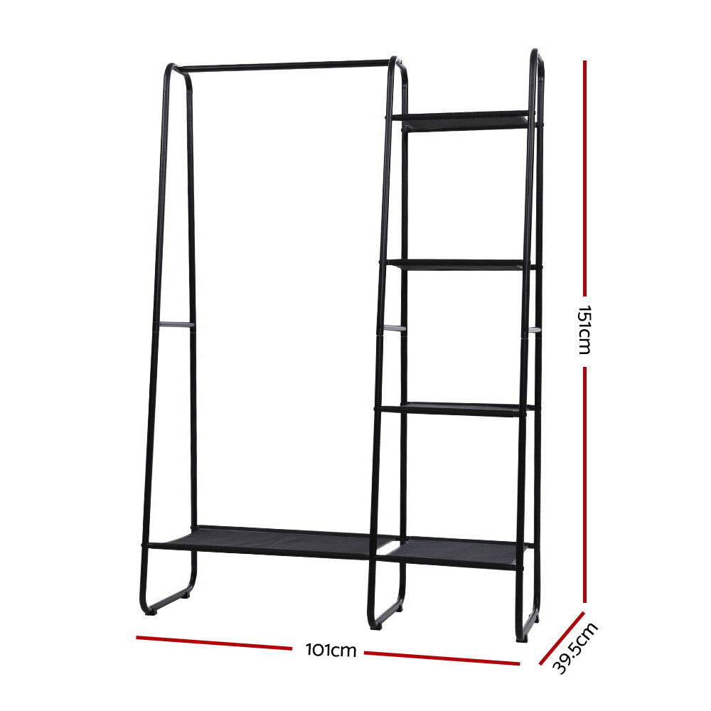 Contemporary 150cm Wardrobe Clothes Rack Black