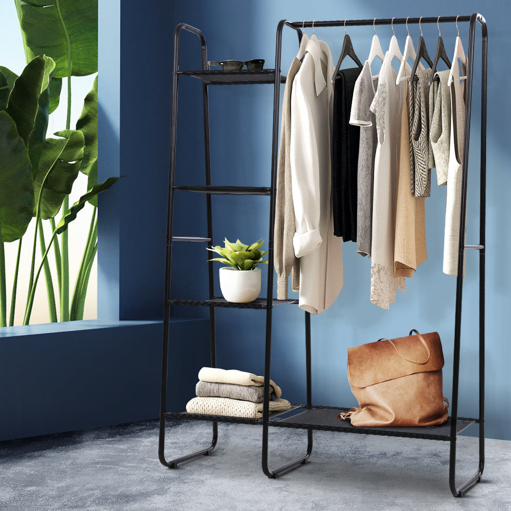 Contemporary 150cm Wardrobe Clothes Rack Black
