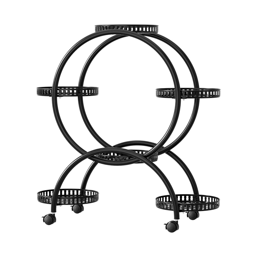 Artiss 6-Tier Metal Plant Stand Black Wheels