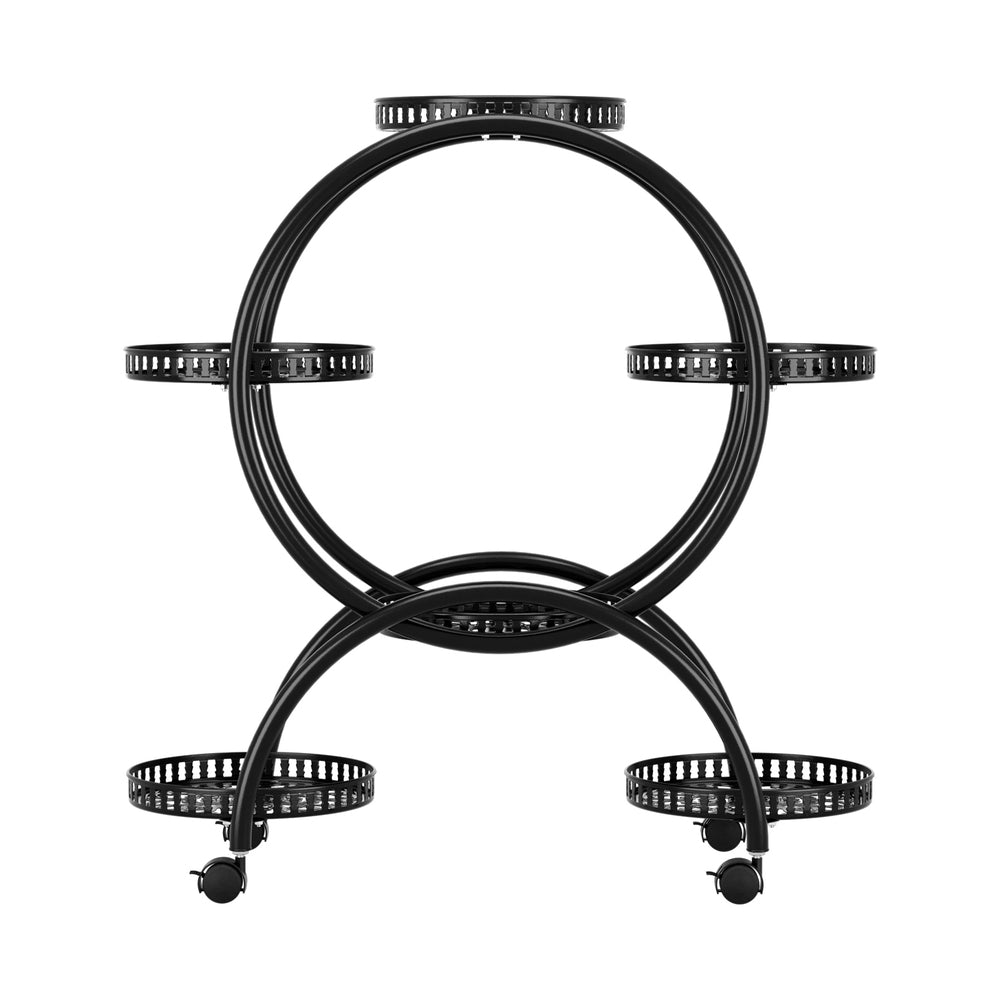 Artiss 6-Tier Metal Plant Stand Black Wheels