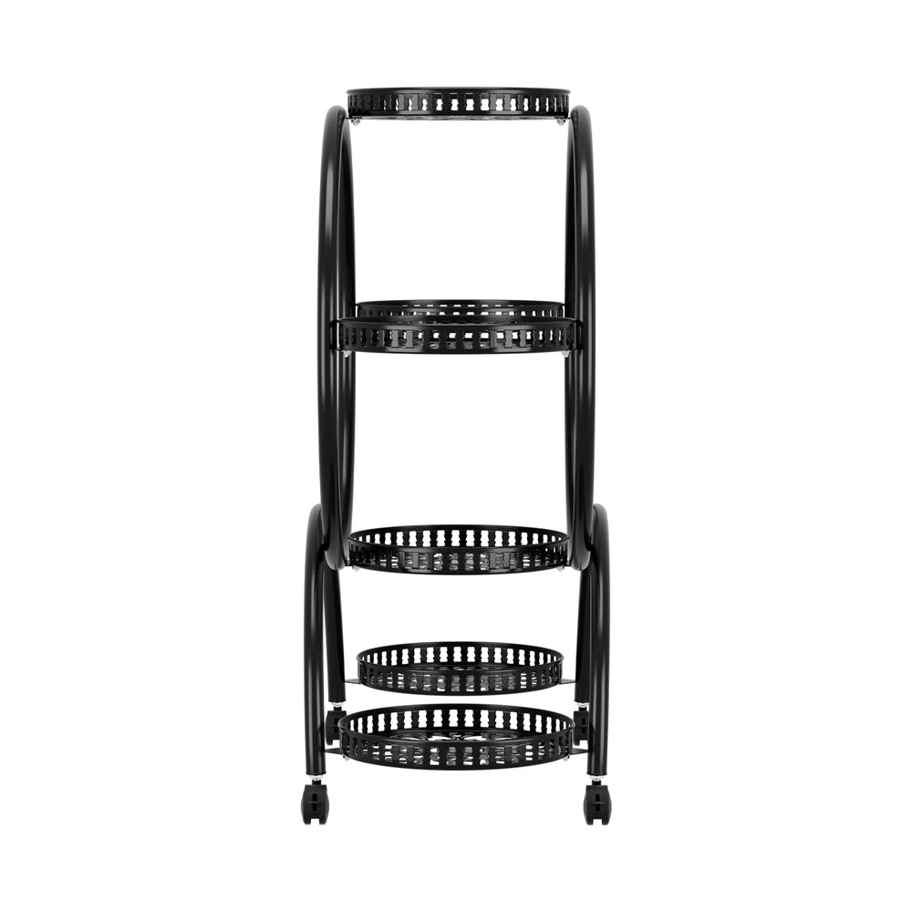 Artiss 6-Tier Metal Plant Stand Black Wheels