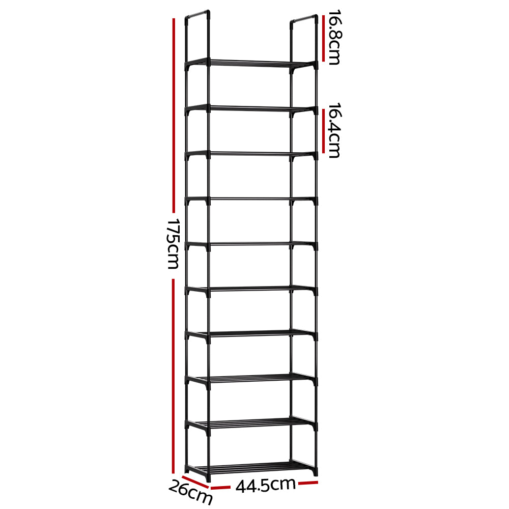 Dunn 10-Tier Stackable Shoe Rack Black