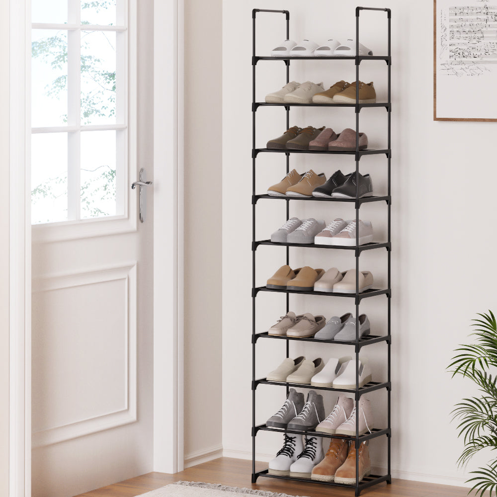 Dunn 10-Tier Stackable Shoe Rack Black
