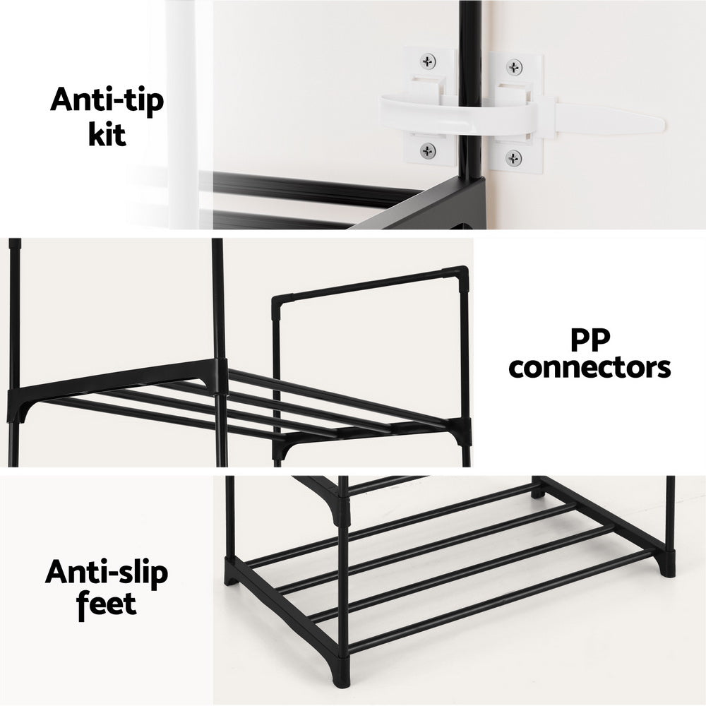 Dunn 10-Tier Stackable Shoe Rack Black