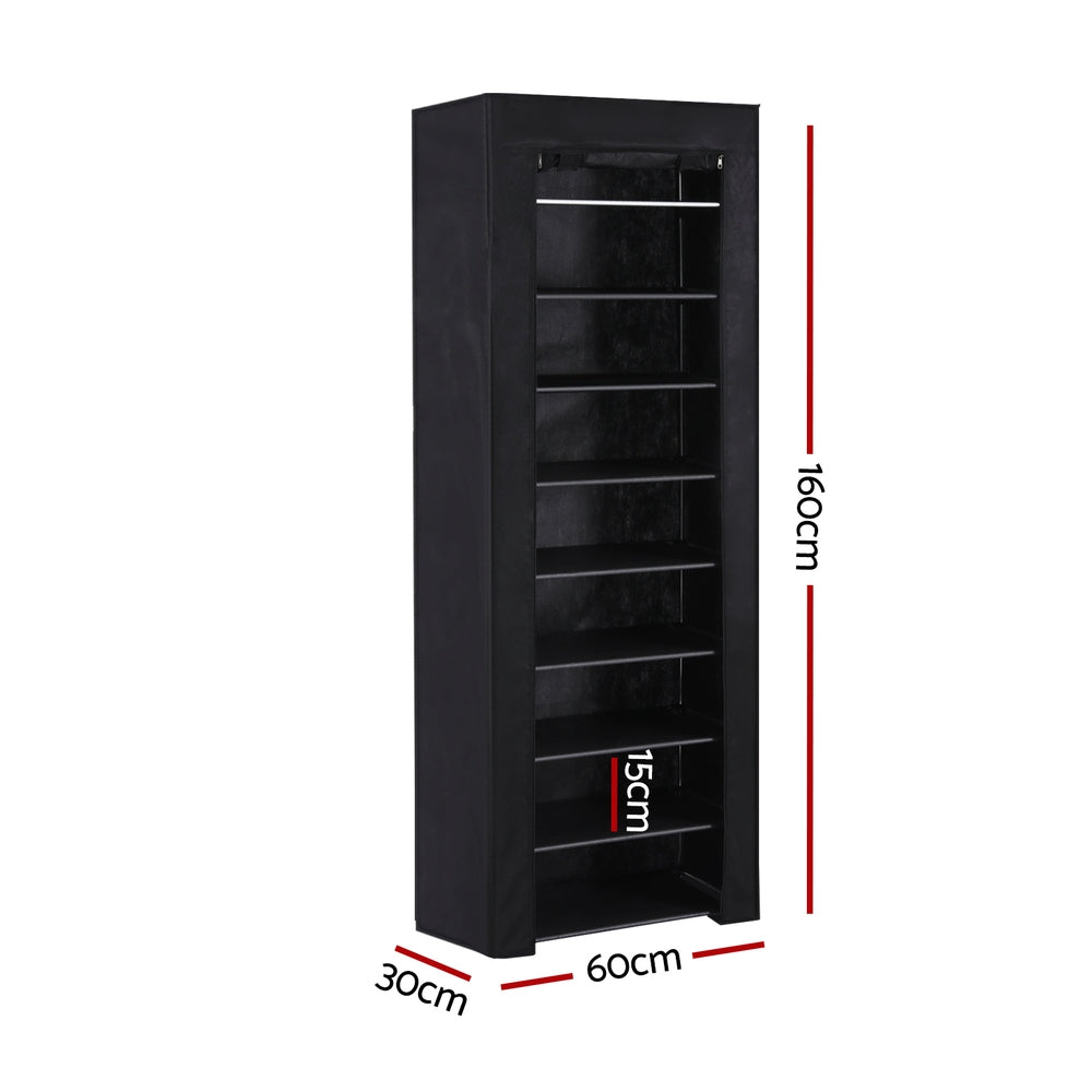 Chad 10-Tier Shoe Rack Cabinet Removable Cover Black