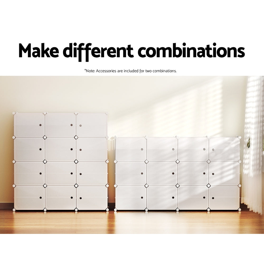 Artiss 12-Cube Shoe Rack Stackable White