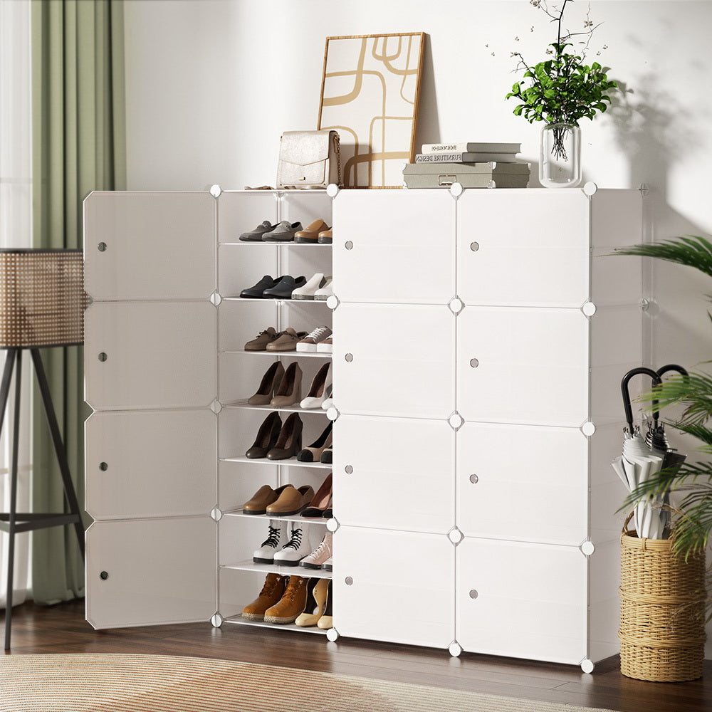 Artiss 12-Cube Shoe Rack Stackable White