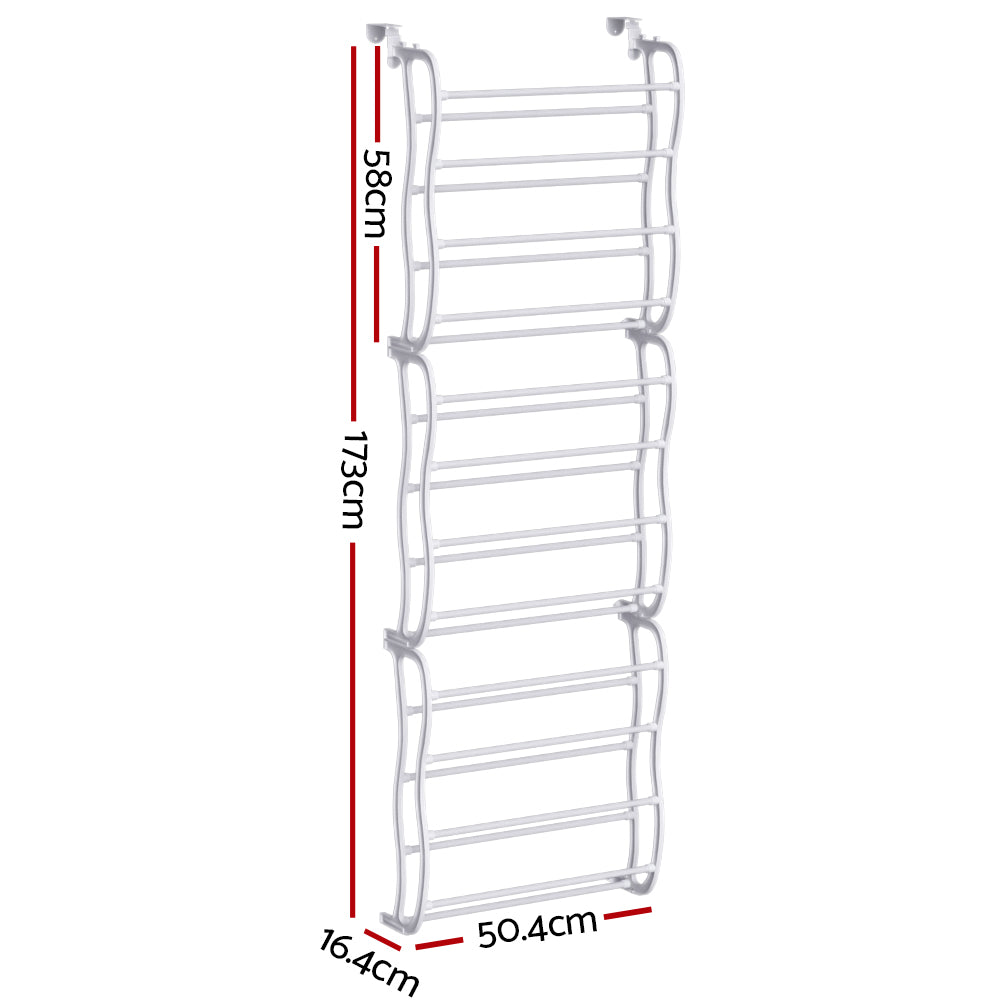 Eric 12-Tier Over-Door Shoe Rack Organiser 24 Pairs White