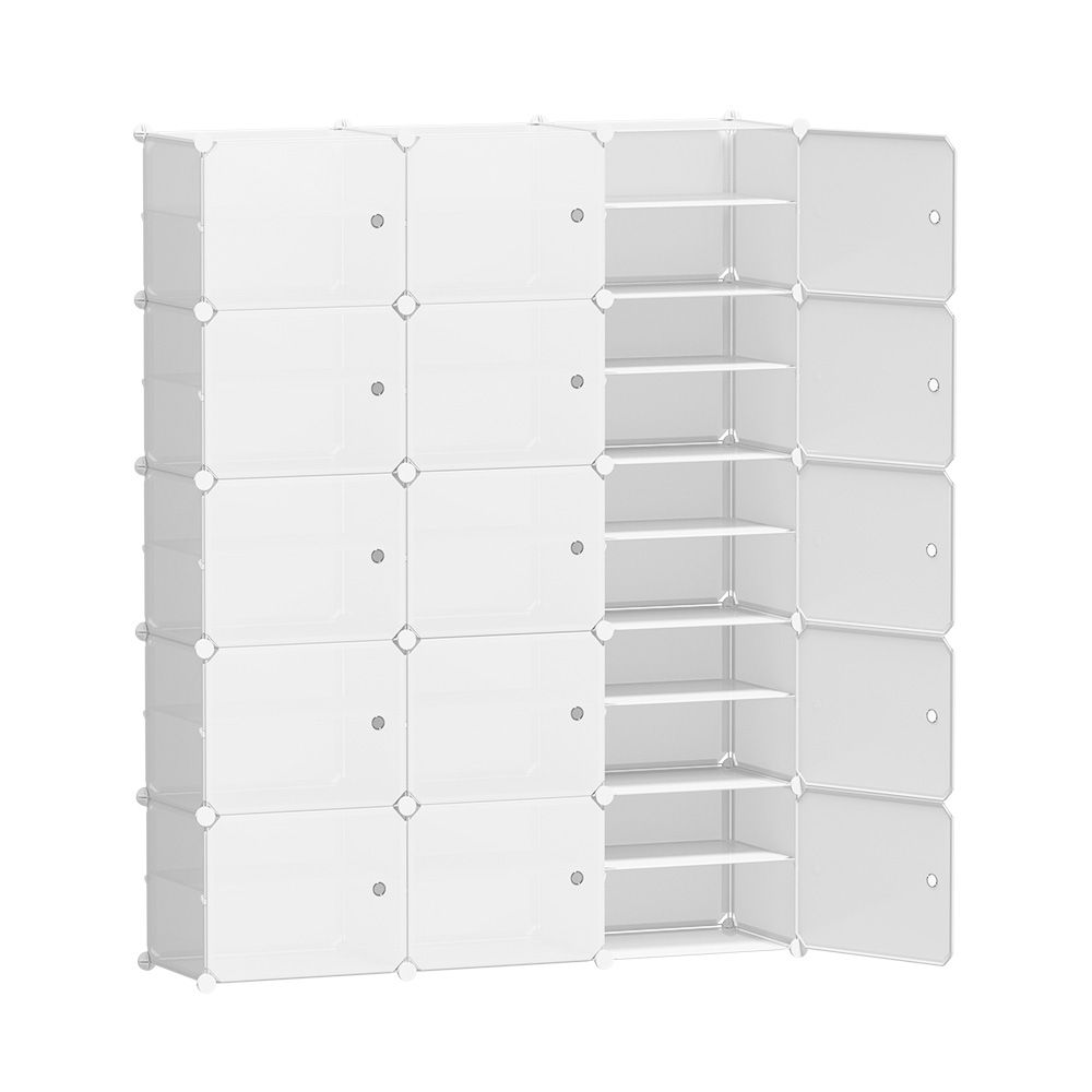 Artiss Stackable Shoe Rack 15 Cube Storage Cabinet White