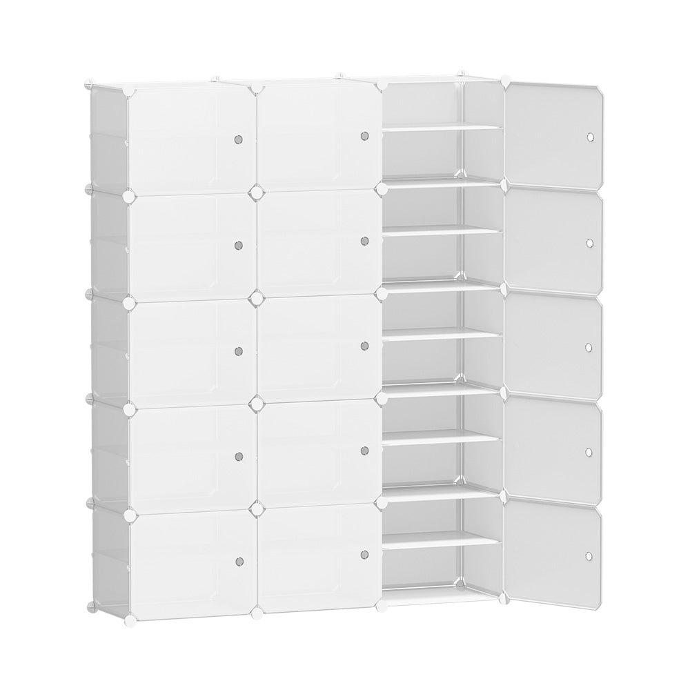 Artiss 15-Cube Shoe Rack Storage Cabinet Stackable White