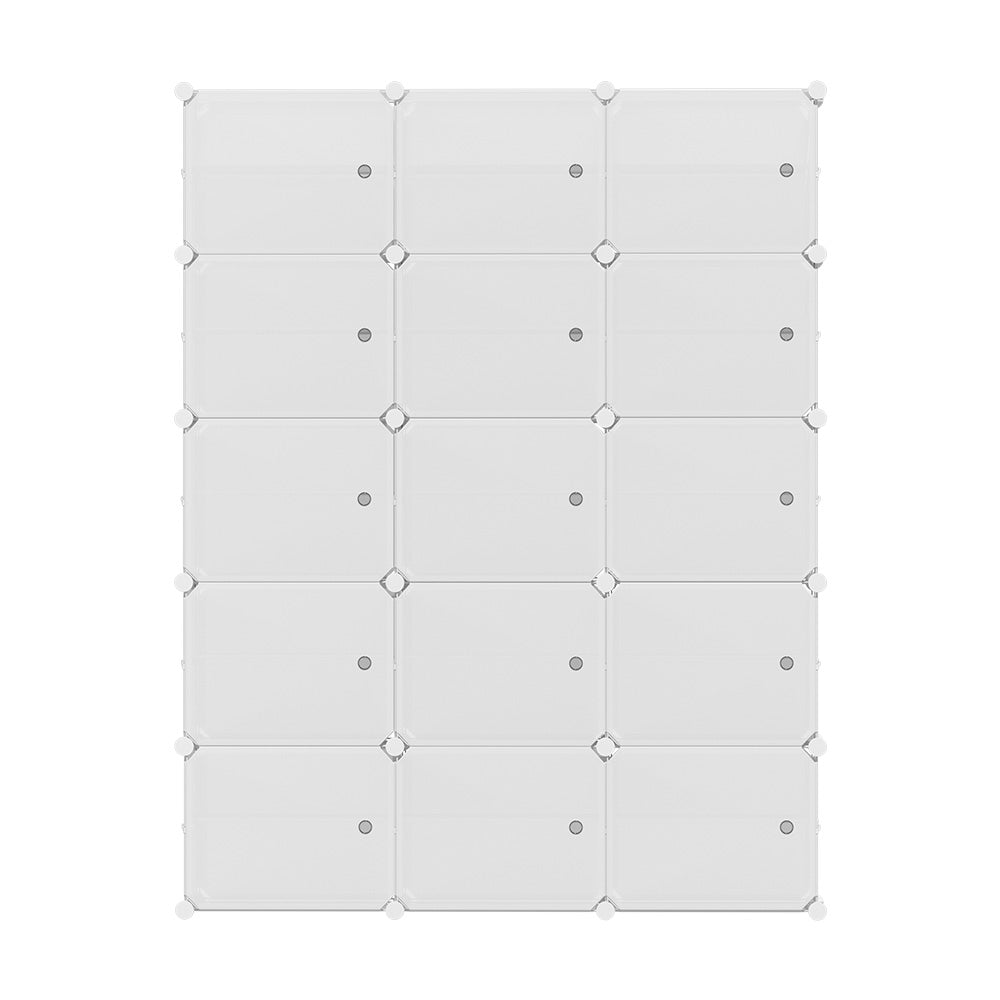 Artiss 15-Cube Shoe Rack Storage Cabinet Stackable White