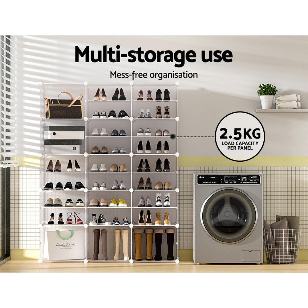 Artiss 15-Cube Shoe Rack Storage Cabinet Stackable White