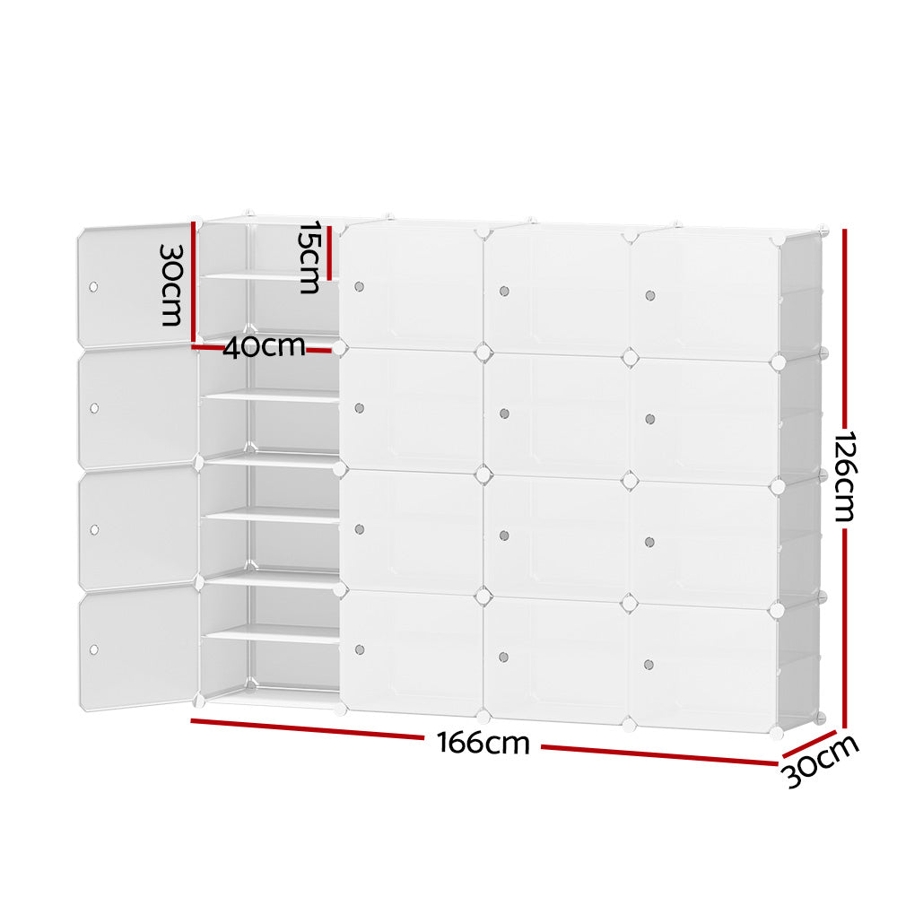 Artiss 16-Cube Shoe Rack Stackable White