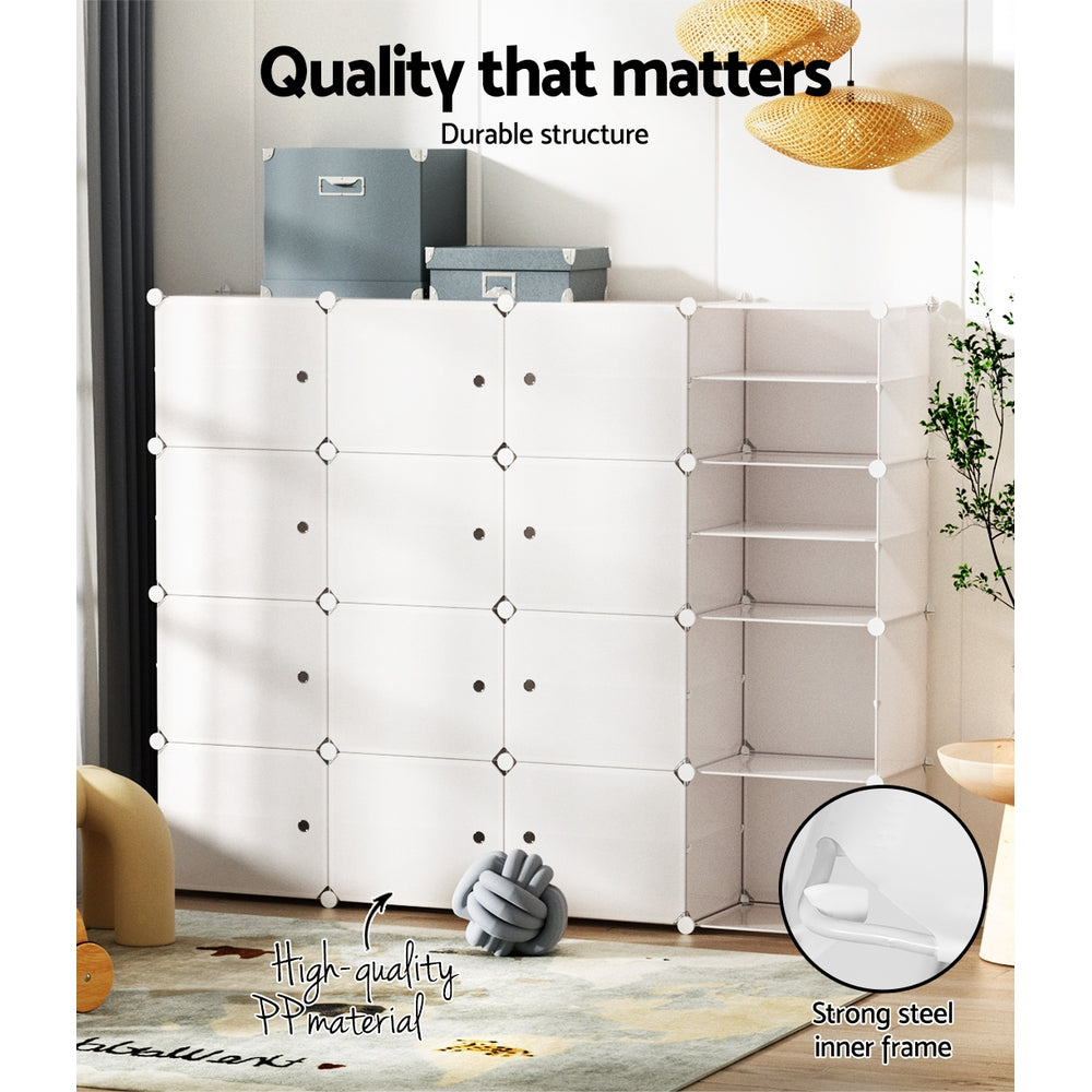 Artiss 16-Cube Shoe Rack Stackable White