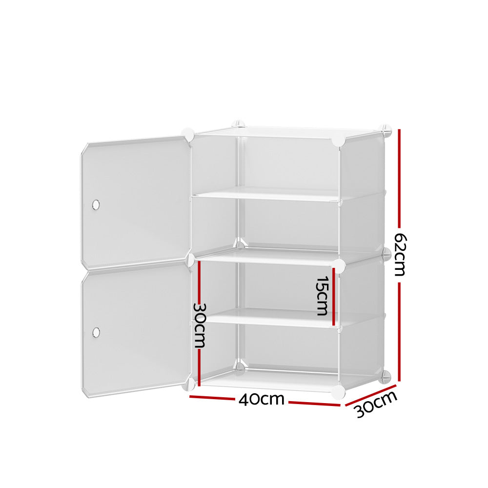 Artiss Stackable Shoe Rack Set of 2 Storage Cubes White