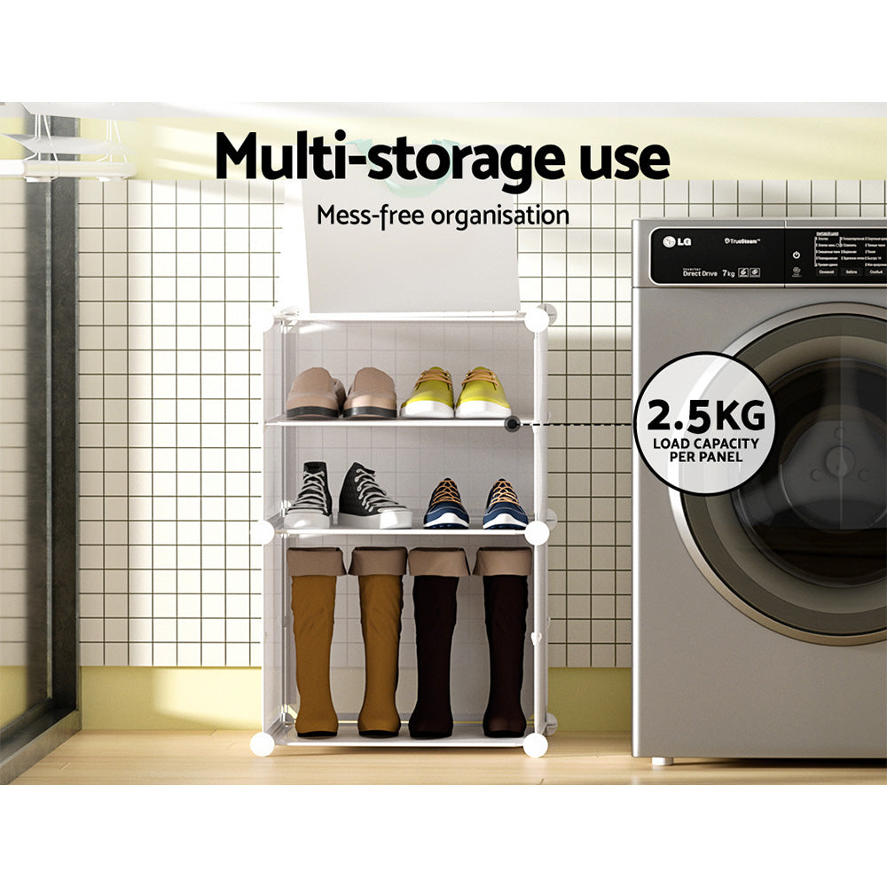 Artiss Stackable Shoe Rack Set of 2 Storage Cubes White