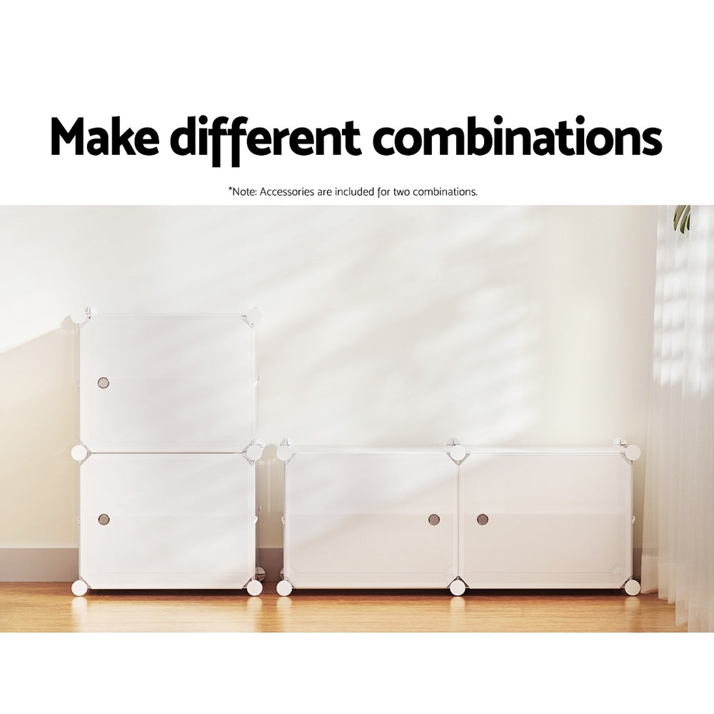 Artiss Stackable Shoe Rack Set of 2 Storage Cubes White