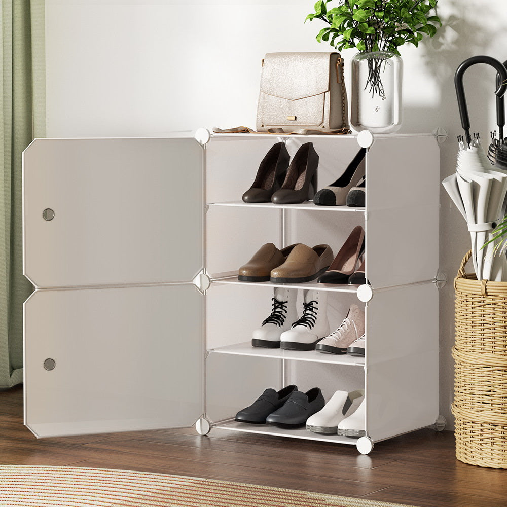 Artiss Stackable Shoe Rack Set of 2 Storage Cubes White