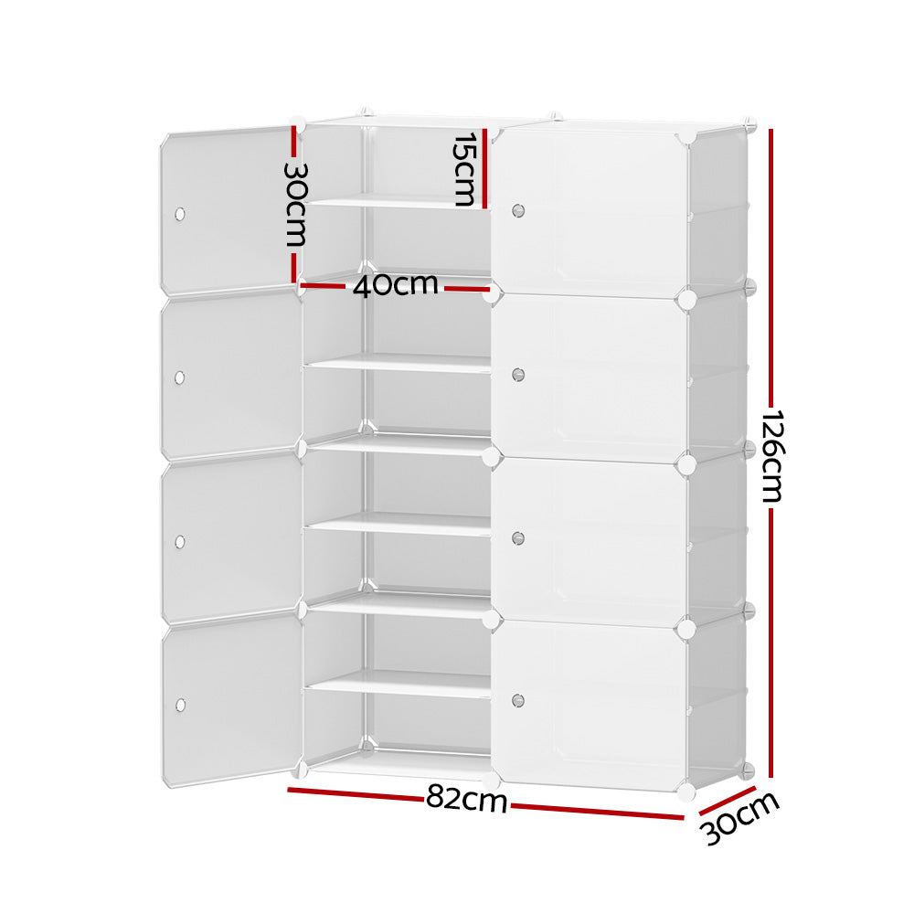 Artiss 8-Cube Shoe Storage Cabinet Stackable White