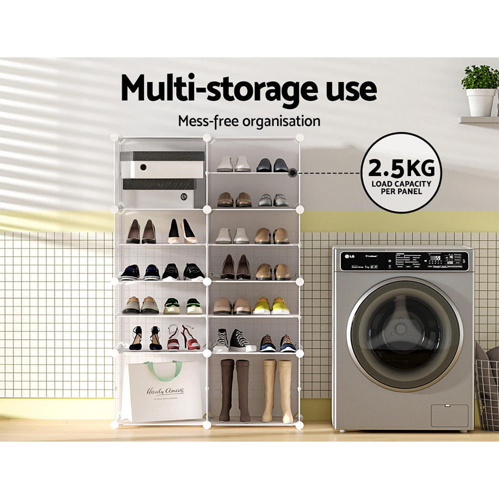 Artiss 8-Cube Shoe Storage Cabinet Stackable White