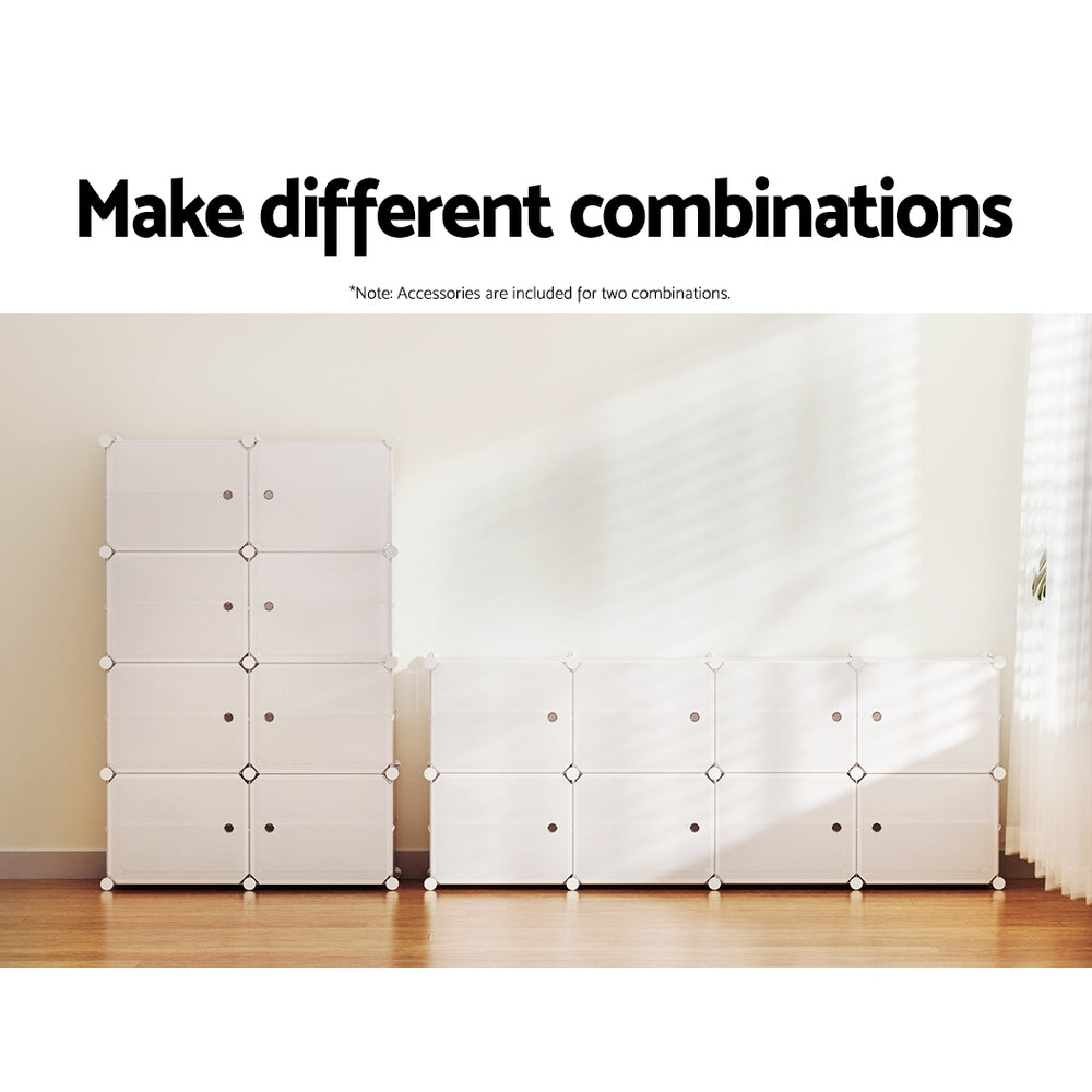 Artiss 8-Cube Shoe Storage Cabinet Stackable White