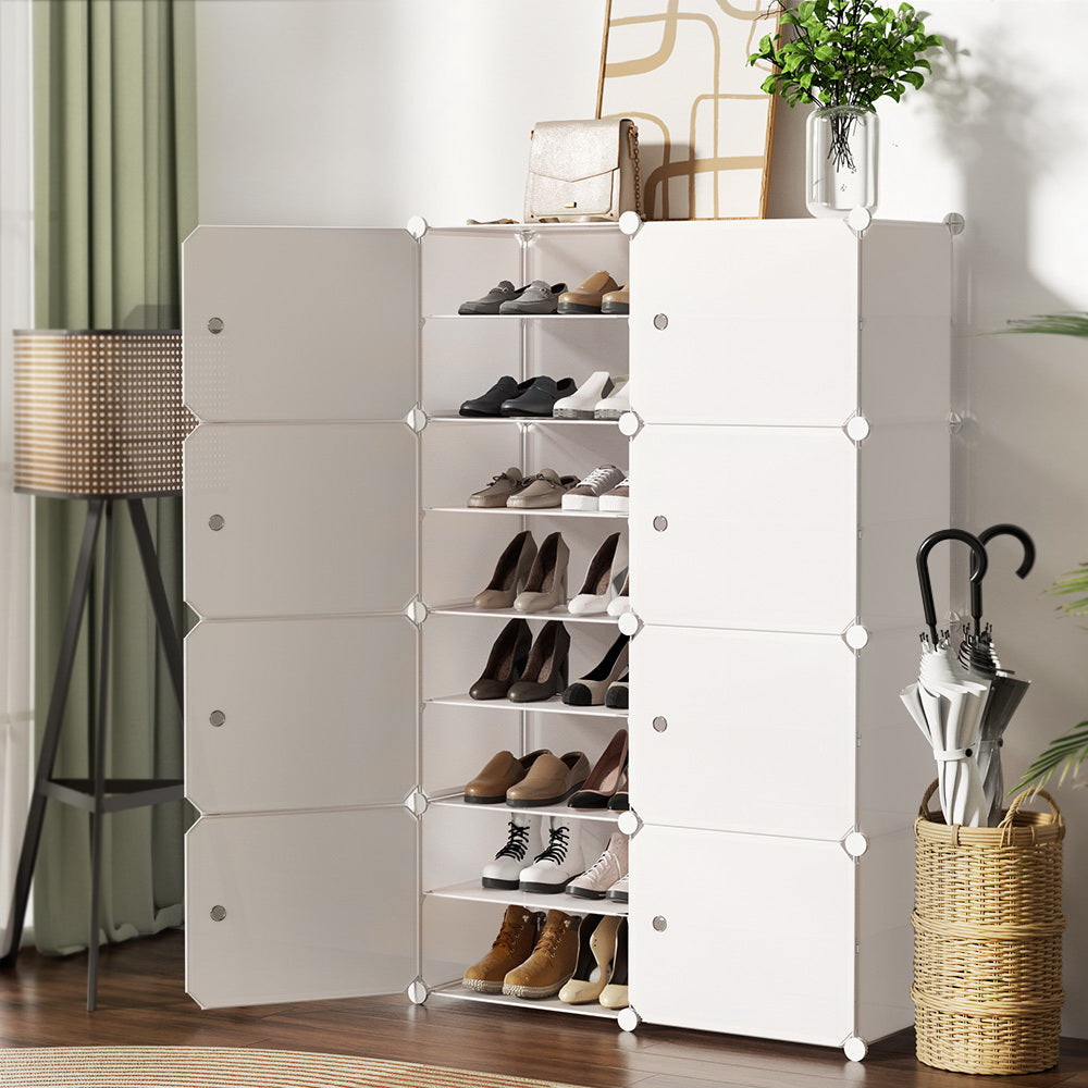 Artiss 8-Cube Shoe Storage Cabinet Stackable White