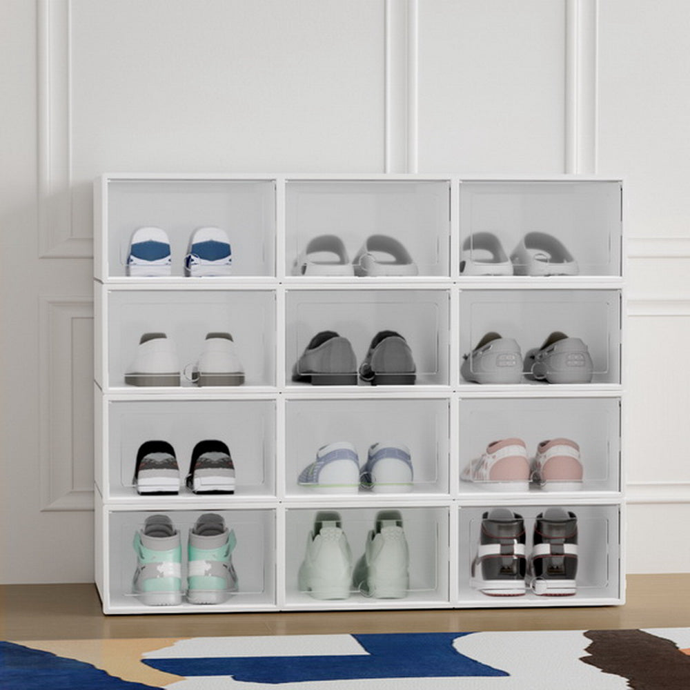 Abel Stackable Shoe Box Rack Set of 12 White