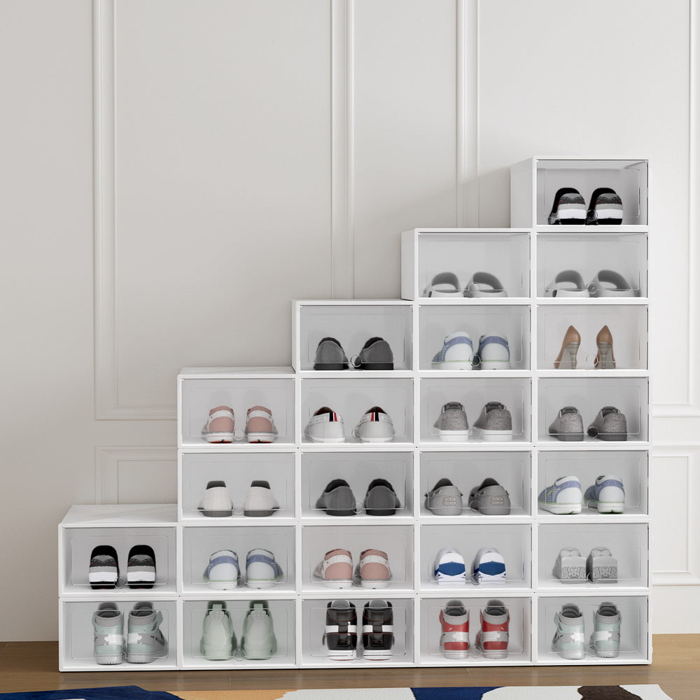 Abel Stackable Shoe Storage Box Set of 24 White