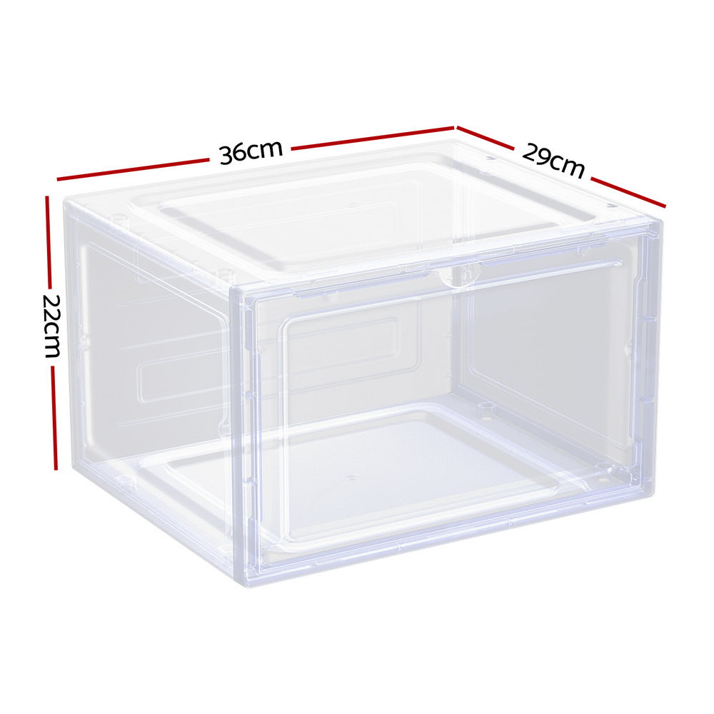 Sade Stackable Shoe Storage Boxes Set of 2 Magnetic Door Transparent