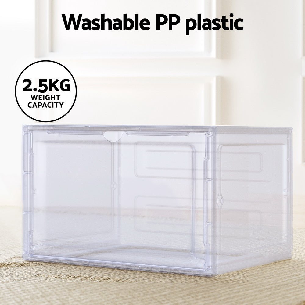 Sade 6-Pack Stackable Shoe Storage Boxes Magnetic Door Transparent