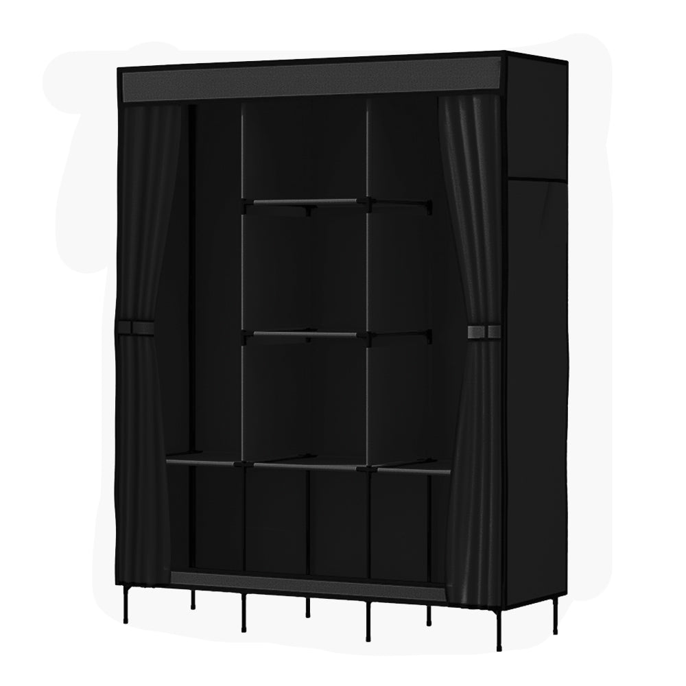 Artiss Large Portable Wardrobe Closet with Shelf Black