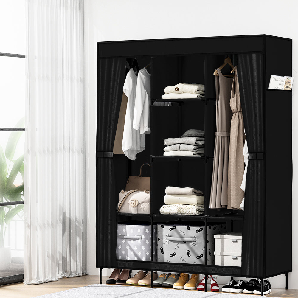 Artiss Large Portable Wardrobe Closet with Shelf Black