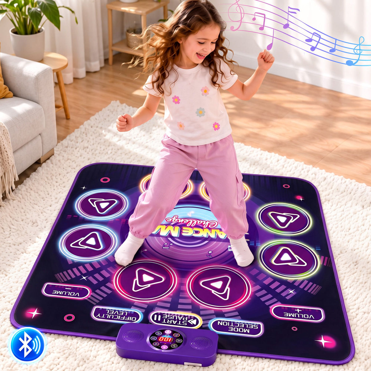 Keezi Kids Electronic Dance Mat with Bluetooth, 4 Game Modes, Purple