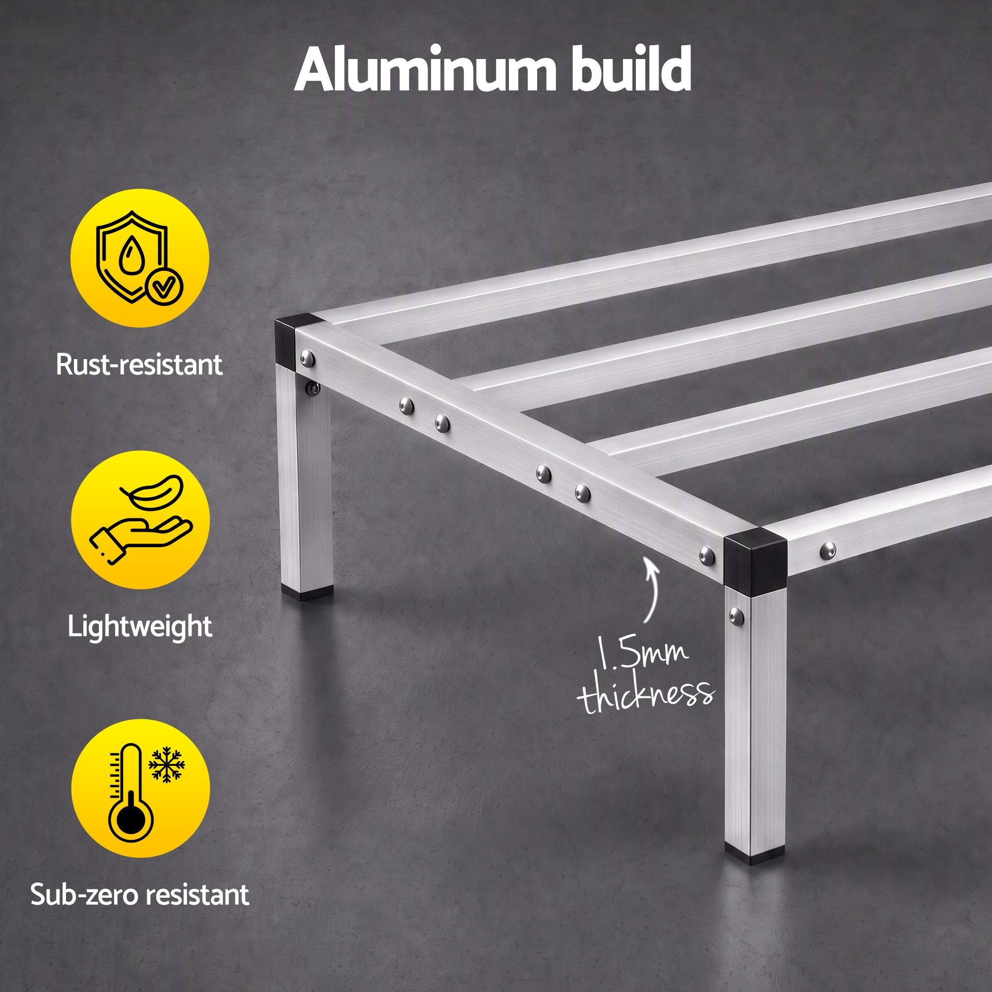 Giantz 122x51cm Aluminum Dunnage Rack Heavy Duty Kitchen Storage Platform