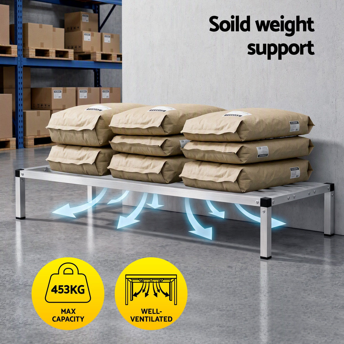 Giantz 122x51cm Aluminum Dunnage Rack Heavy Duty Kitchen Storage Platform