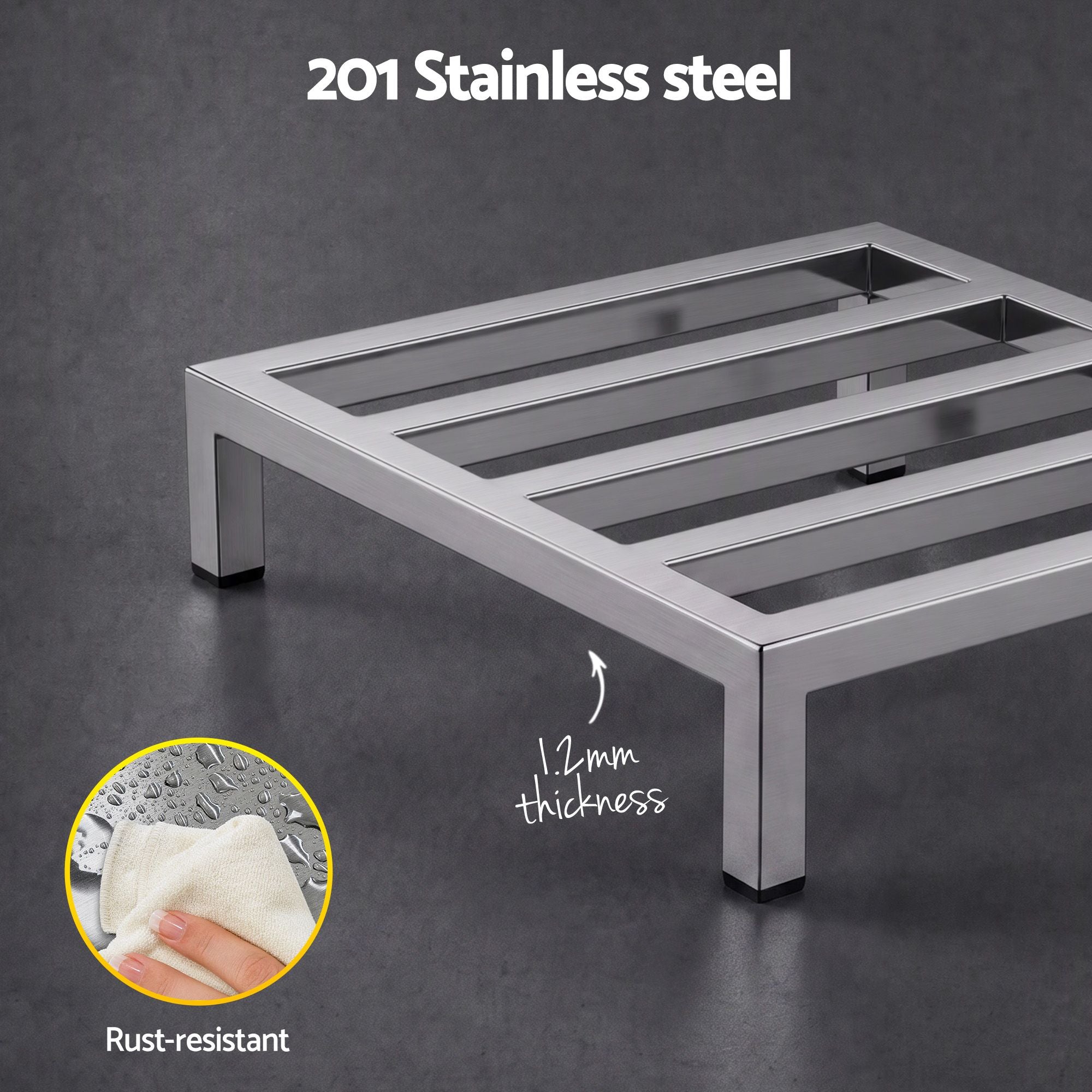 Giantz 35x35cm Dunnage Rack 2-Pack Stainless Steel Kitchen Floor Stand