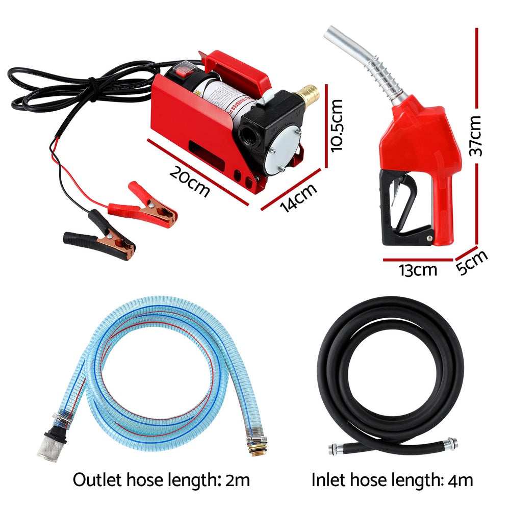 Giantz 12V Diesel Kerosene Electric Fuel Transfer Pump 40L/min Nozzle Hose