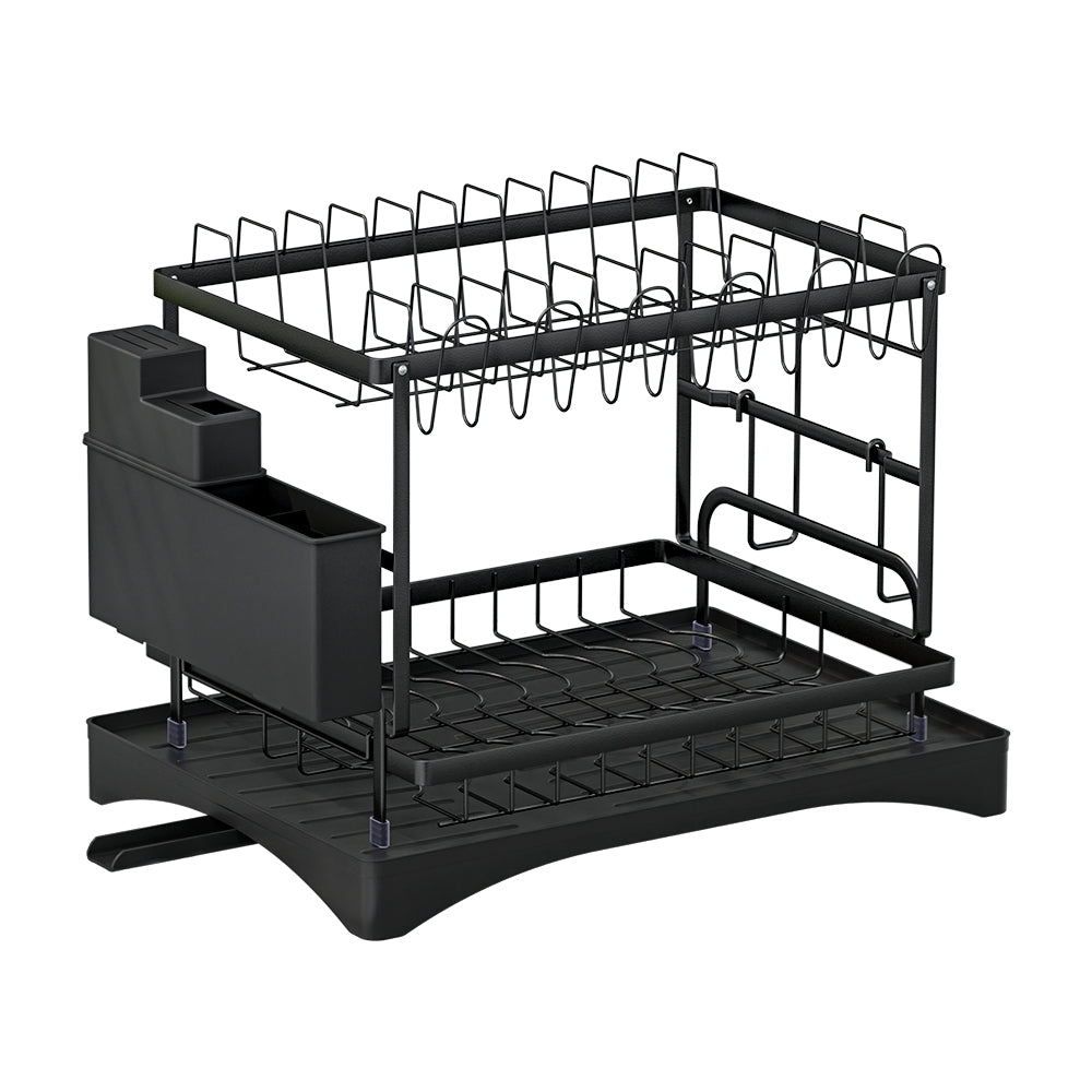 Cefito 2-Tier Expandable Dish Rack Black