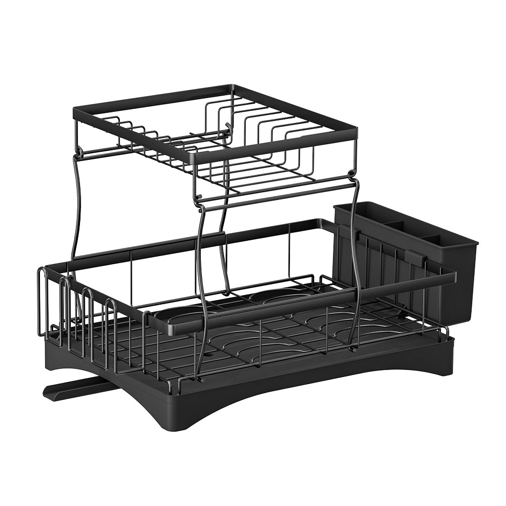 Cefito 2-Tier Expandable Dish Rack Black