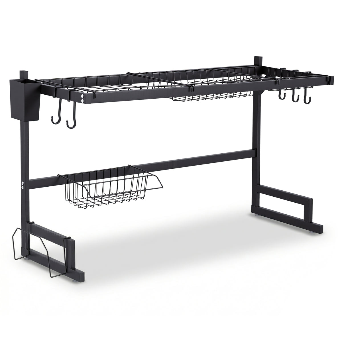 Cefito 2 Tier Dish Drying Rack Black Over Sink Kitchen Organiser