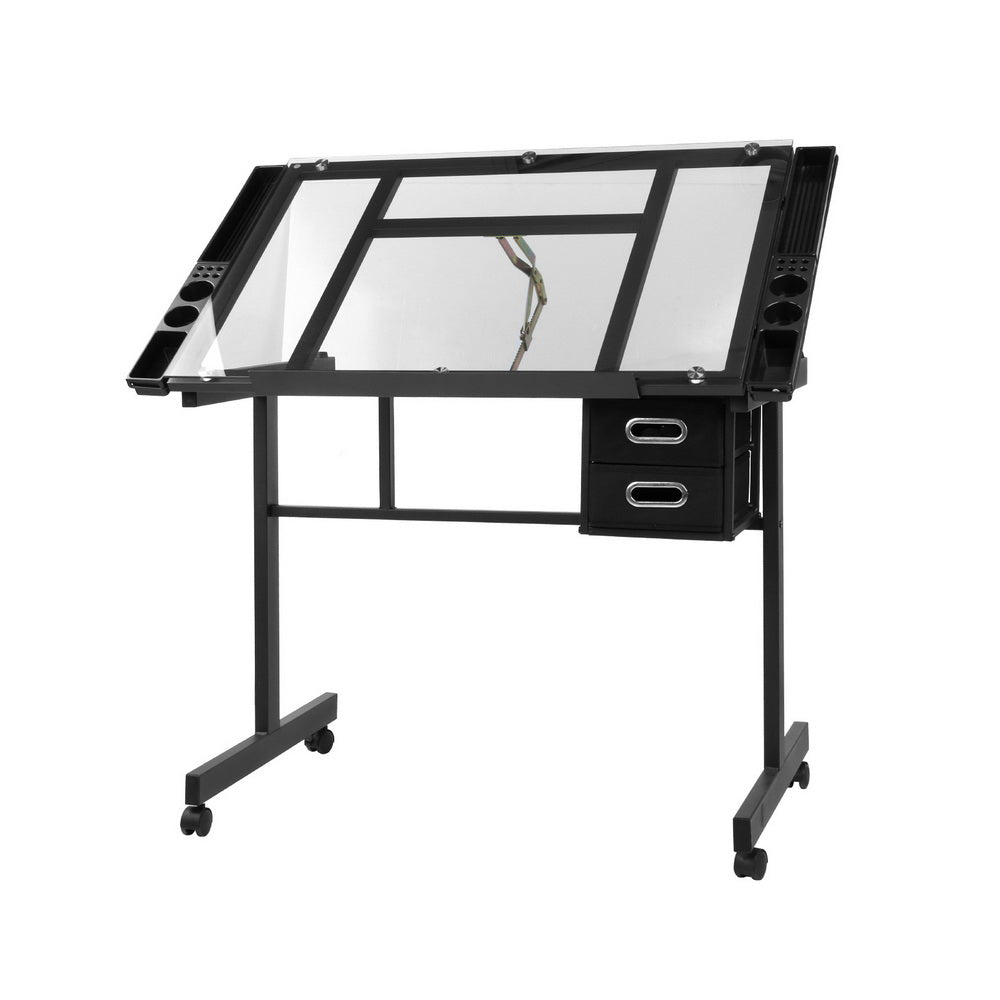 Artiss Drafting Table Black Glass Adjustable