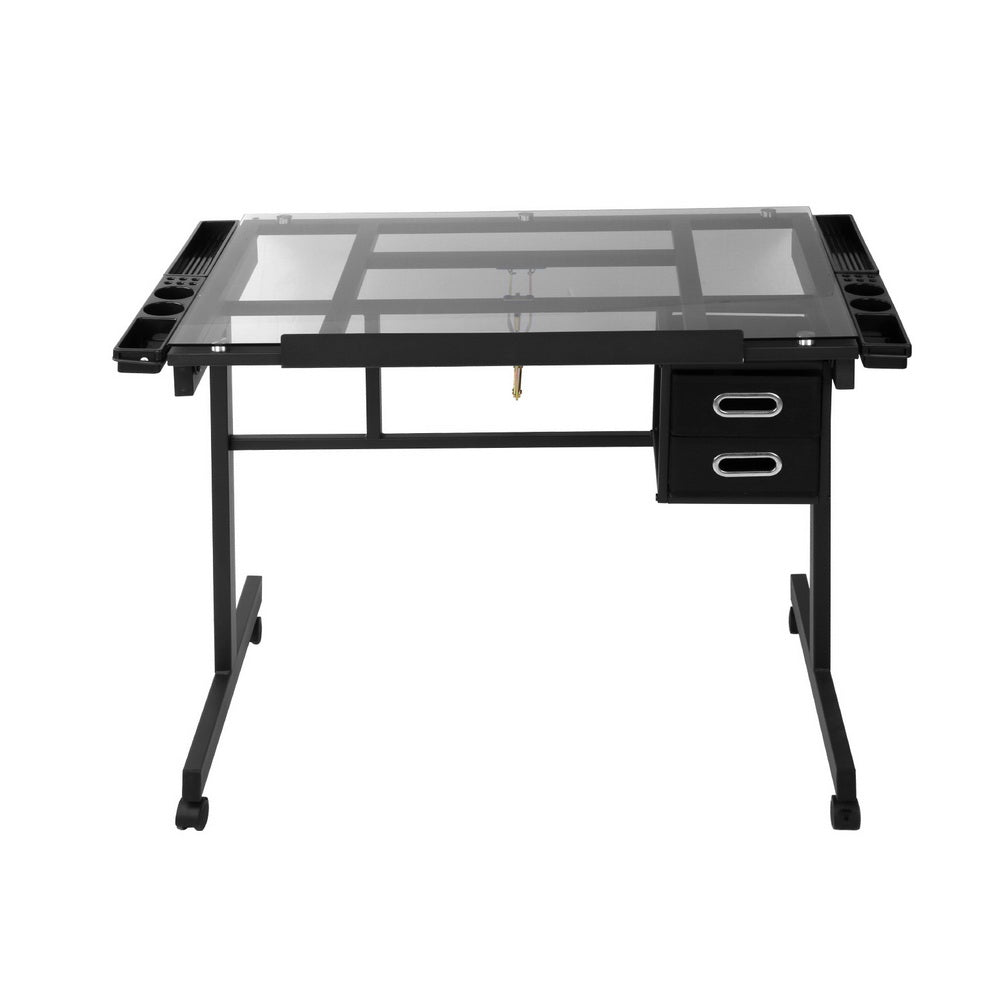 Artiss Drafting Table Black Glass Adjustable