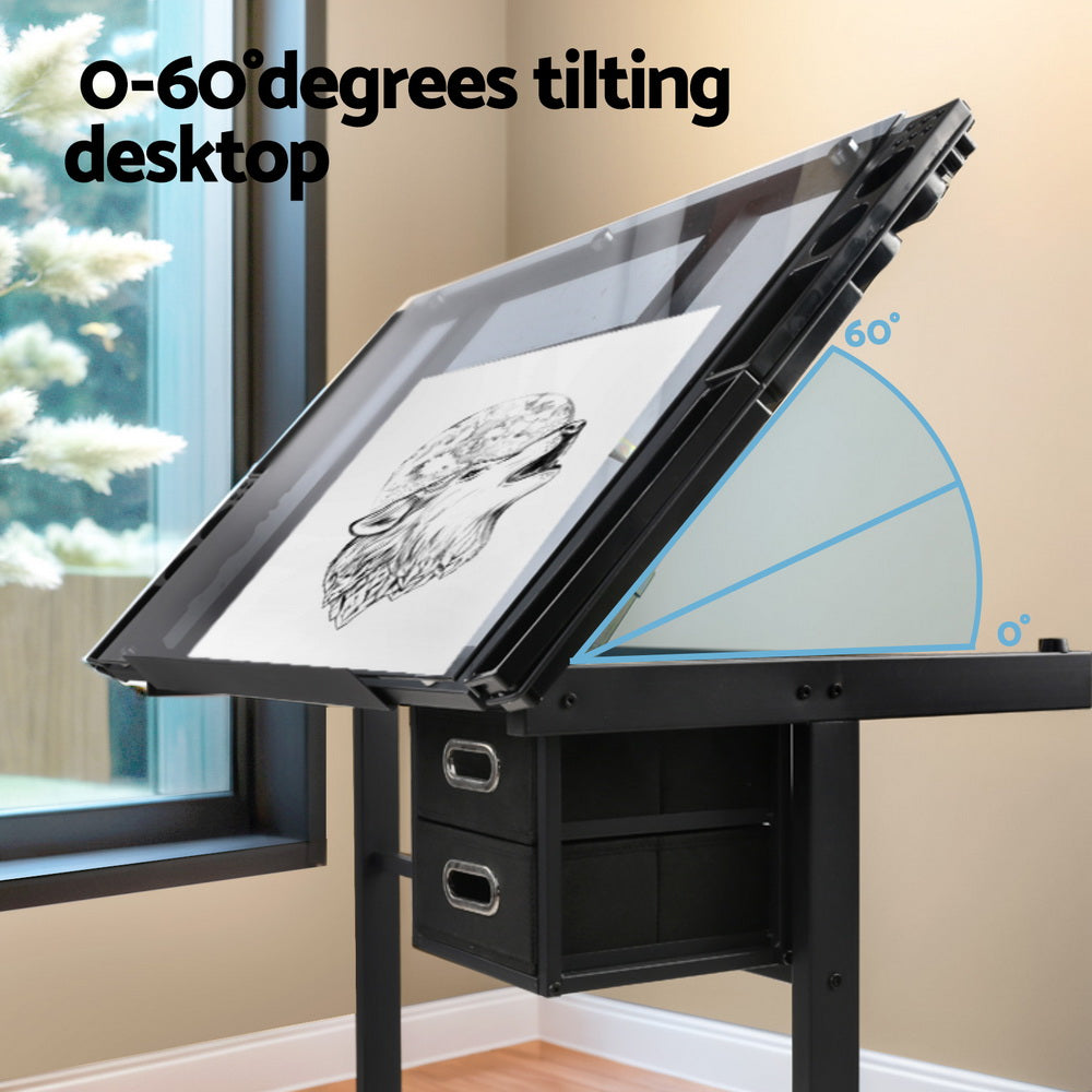Artiss Drafting Table Black Glass Adjustable