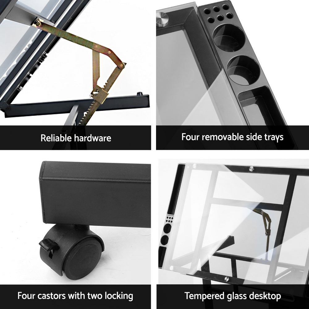 Artiss Drafting Table Black Glass Adjustable